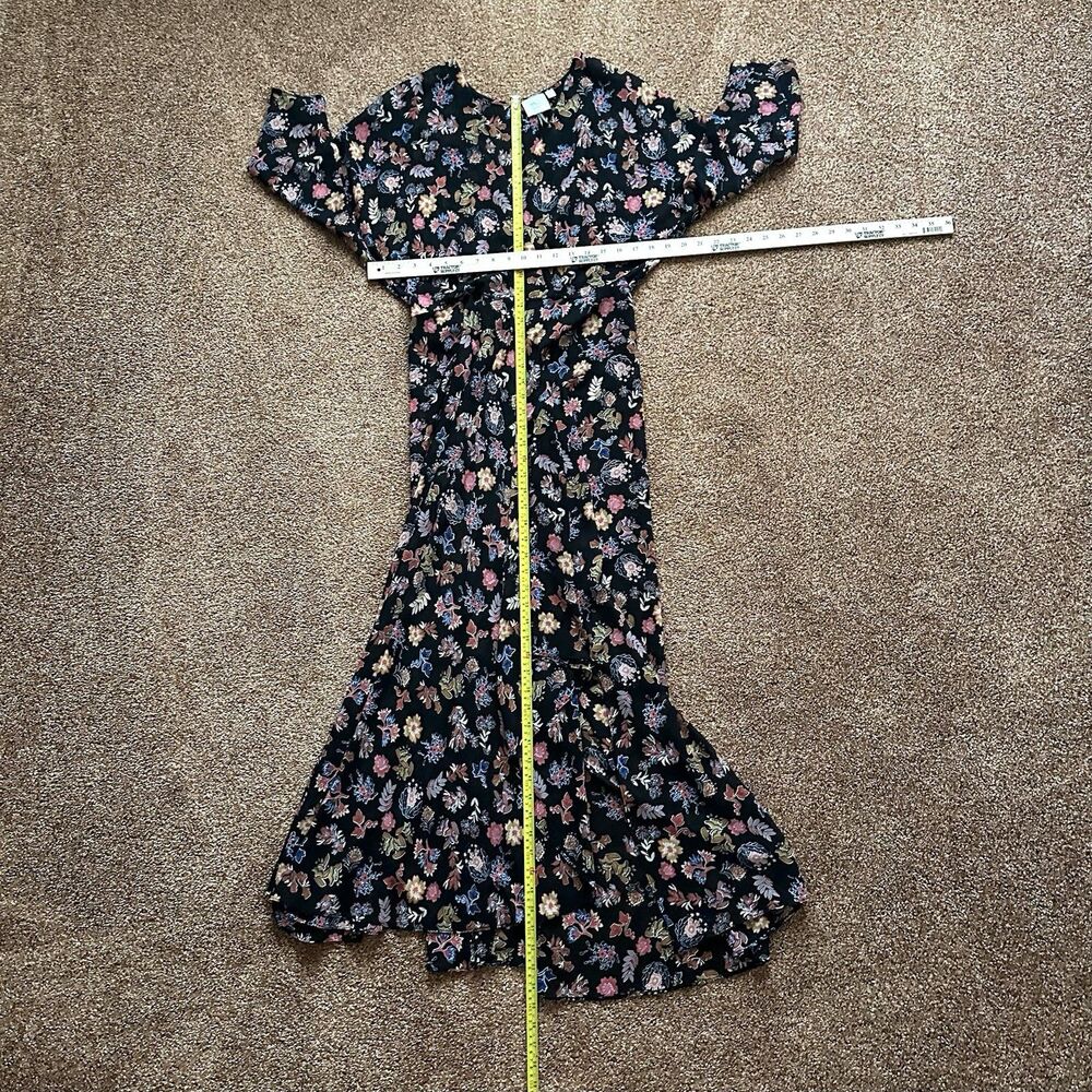 ANTHROPOLOGIE HD In Paris Maxi Dress 14 Floral Semi Sheer Keyhole Back Cottage - Picture 6 of 8